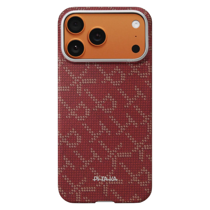 Чехол Pitaka Ultra-Slim Case, iPhone 17 Pro, Red - Gold