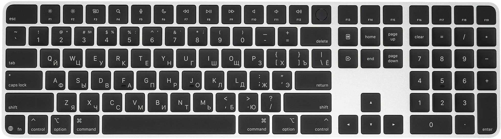 Клавиатура Apple Magic Keyboard USB-C с Touch ID и цифровой панелью, Чёрный
