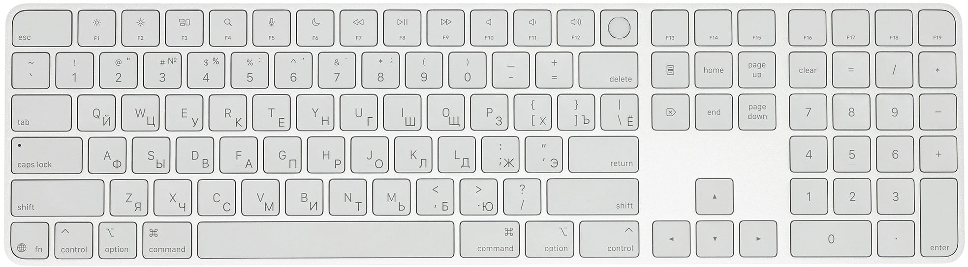 Клавиатура Apple Magic Keyboard Bluetooth с Touch ID и цифровой панелью, Белый